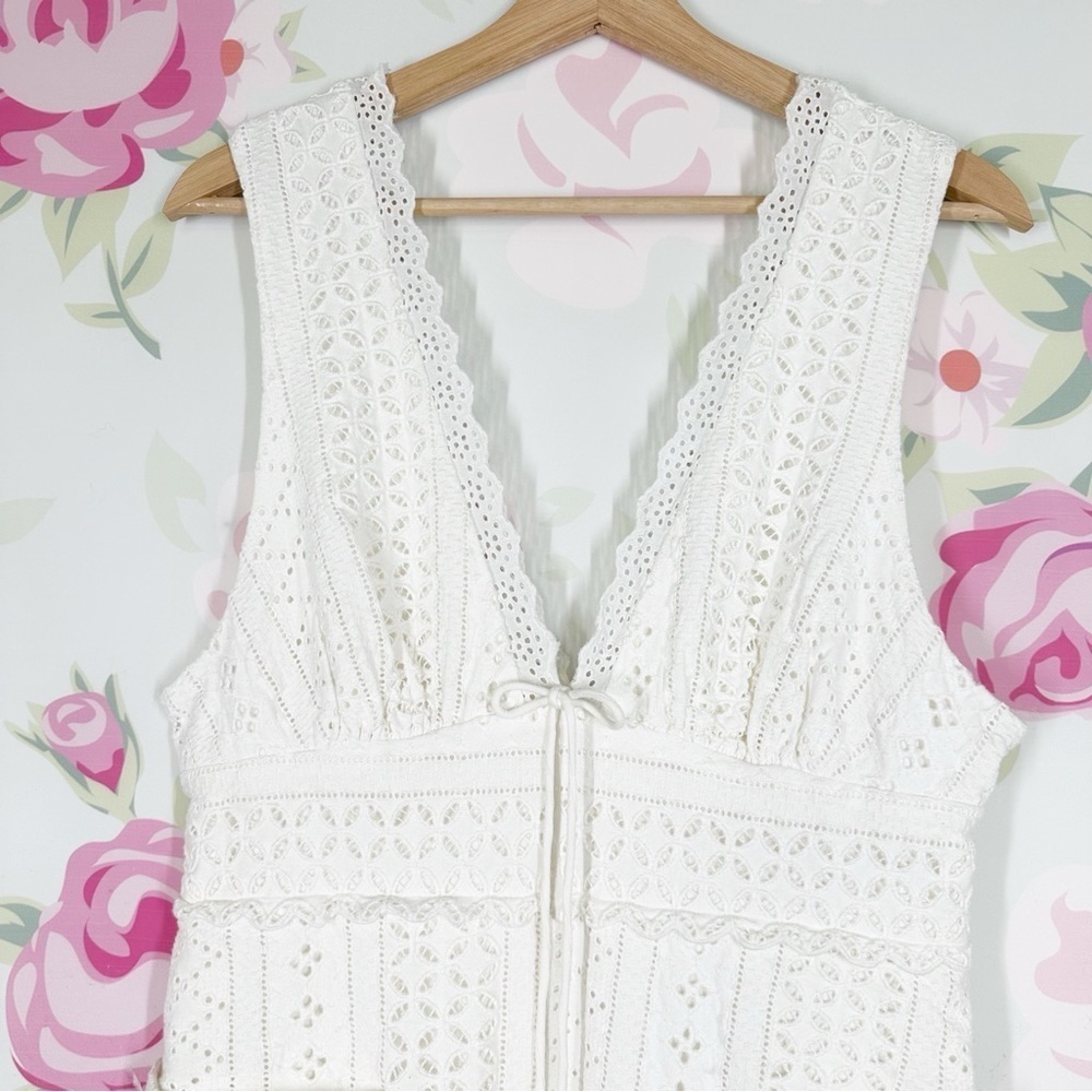 NEW Free People Running Through My Mind Midi Ivory Floral Eyelet Dress L - Picture 7 of 15